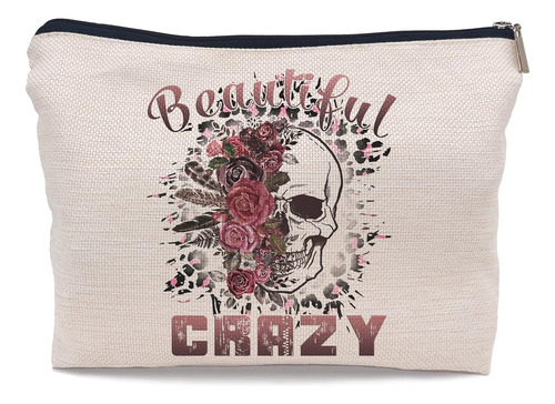 Lacosu Hermosa Bolsa De Maquillaje Con Diseño De Calavera Fl