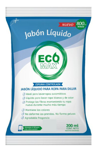 Jabón Liquido Ropa Concentrado Ecomax 200 Ml X 5 Und