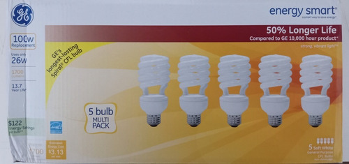  Bombillo Ahorrador Espiral 26w T3 General Electric 5pack