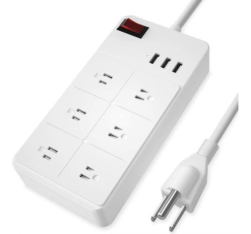 Power Strip With Usb, 6 Outlets 3 Usb Charging Ports, Deskto