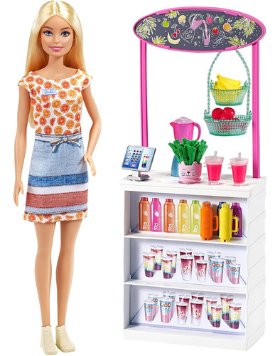 Barbie Playset Barra De Jugos Cambia Color Con Accesorios