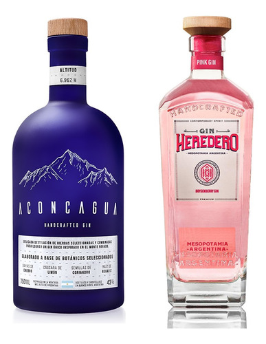 Promo Combo Gin Heredero Pink + Gin Aconcagua -ayres Cuyanos