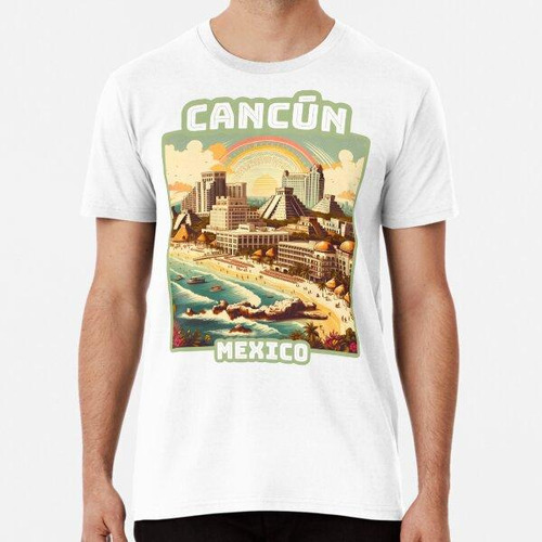 Remera Horizonte De Cancún México Vintage Travel Art Algodon