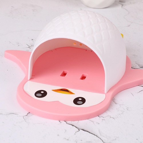 Suporte De Escova De Dentes Pinguim De Desenho Animado Rosa
