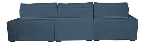 Sofá Retrátil e Reclinável 3,82m com Molas Ensacadas Cama Inbox Gold Tecido Suede Velusoft Azul