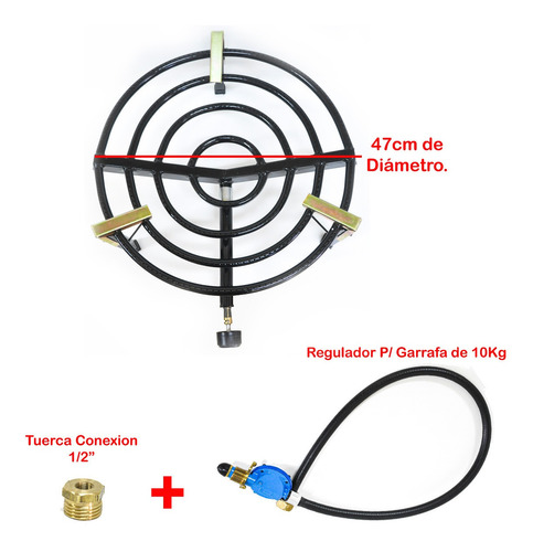 Mechero Quemador A Gas Disco Arado 47 Cm + Regulador Garrafa