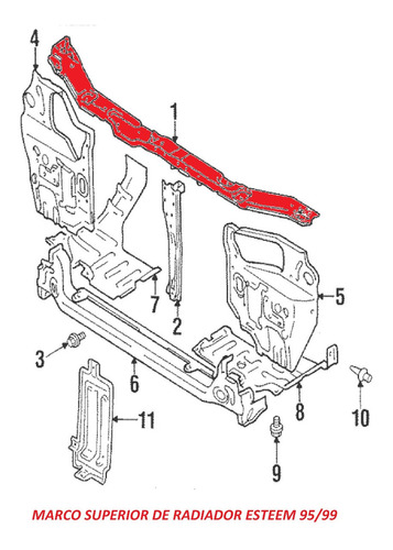 Marco Superior De Radiador Esteem 95/99 Nuevo 