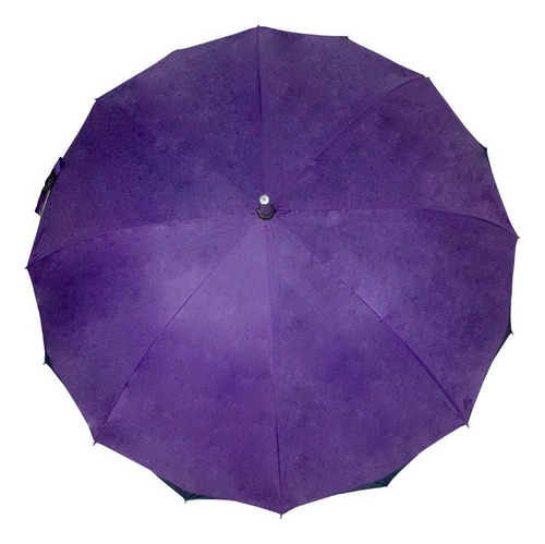 Paraguas Semiautomático Tipo Bastón Doble Tela Resistente Color Morado