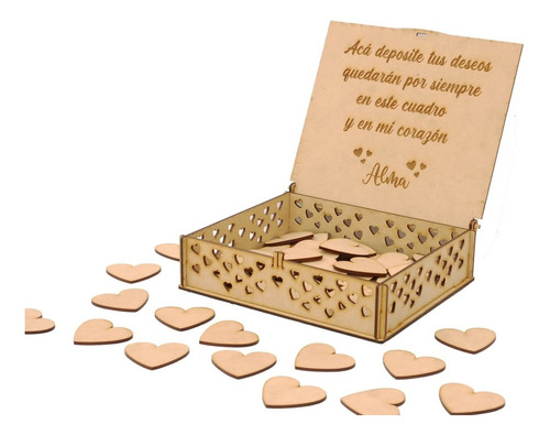 Caja De Deseos C/frase Personalizda -60 Corazones Fibrofacil