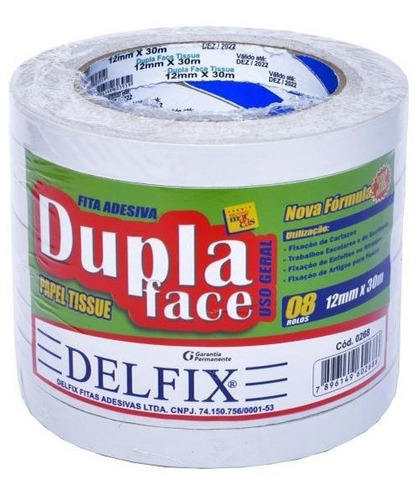 Imagem 1 de 1 de Fita Dupla Face Papel Tissue Delfix 12mmx30m C/08 Rls