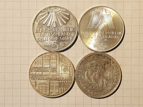 Alemania 4 Monedas De 5 Marcos Conmemorativa Plata 43,5gr