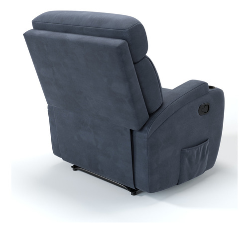 Poltrona Do Papai Reclinável Em Suede Azul E Reclinação Manual Damie Poltronas