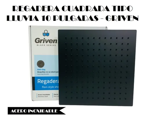 comprar Regadera Ducha Cuadrada Tipo Lluvia 10pul Negro - Griven