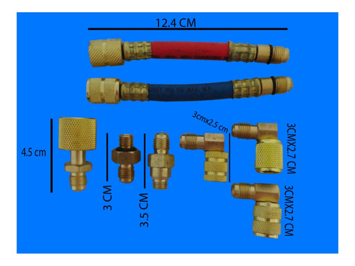 Conector Rapido P/carga Gas R-134 Kit 8 Componentes