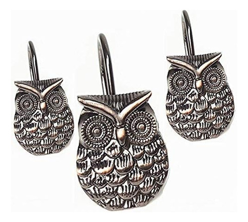 Owl Bronze Shower Curtain Hooks Rings Hooks Easy Glide ...