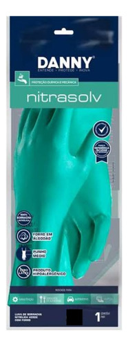 Luva Nitrilica Nitrasolv Danny C.a. 25313 Pacote 12 Pares Cor Verde Tamanho M