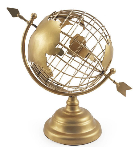 Globo Terrestre Decorativo Enfeite De Mesa Metal Dourado