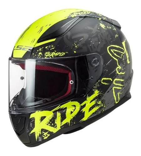 Casco Ls2 Ff353 Rapid Naughty Negro Amarillo Matte