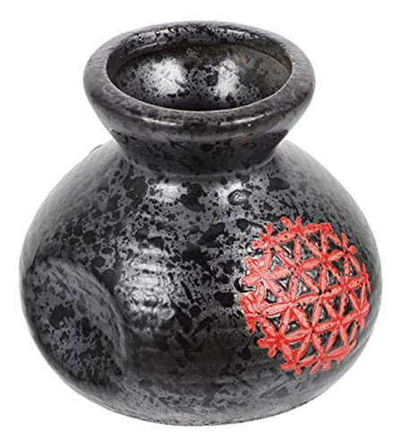 Jarrón Floral Cerámico Mini Porcelana Decorativa Negro Rojo