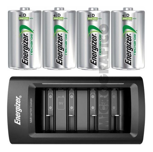 Pack Energizer Universal Battery Charger + 4 Pilas D 2500mah