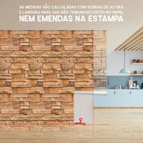 Papel Parede Muro Tijolos de Pedras Rústicas Brancas Vinil