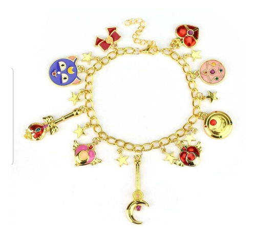 Pulsera Charms Dorada Dijes Sailor Moon 