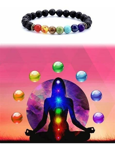 Pulsera De La Sanación 7 Chakras De Lava Natural