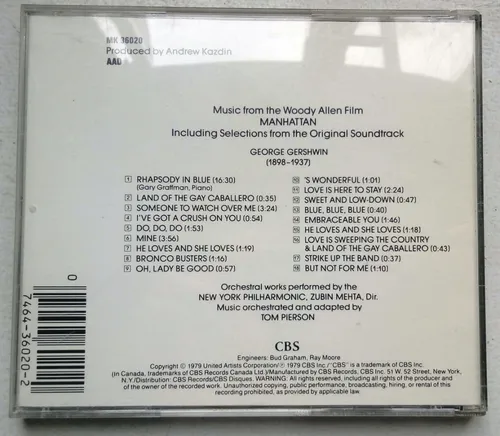 George Gershwin Manhattan Woody Allen Cd Importado / Kktus (Usado)