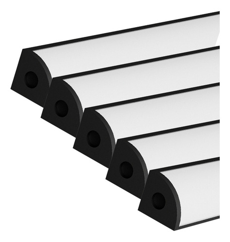 Kit 10 metros Perfil Led Barra Sobrepor One Side Canto Alumínio 5x2m 18x13mm Preto Alut By Avant