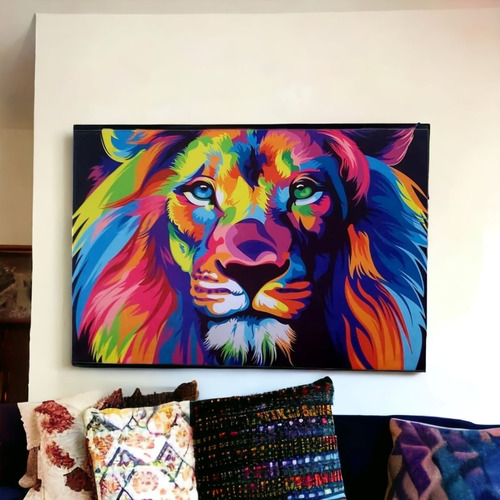 Cuadro León Colores 90x60cm Memeca Deco