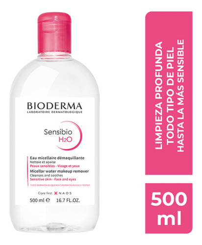 Desmaquillante agua micelar Bioderma Sensibio H2O para piel sensible, normal a mixta por unidad - volumen de la unidad de 500mL