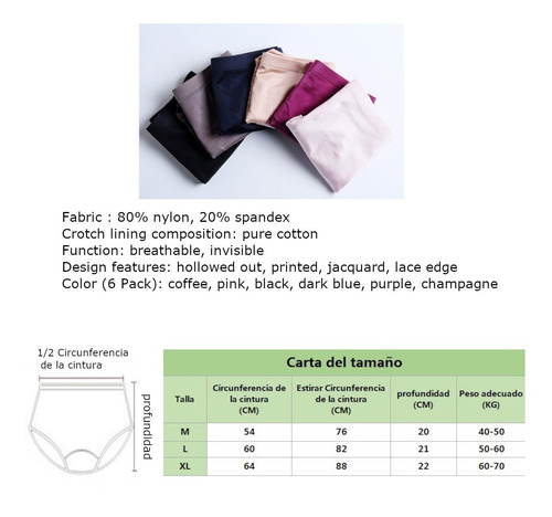 Imagen 2 de 10 de Bragas De Encaje Sin Costuras Para Mujer, 6 Piezas