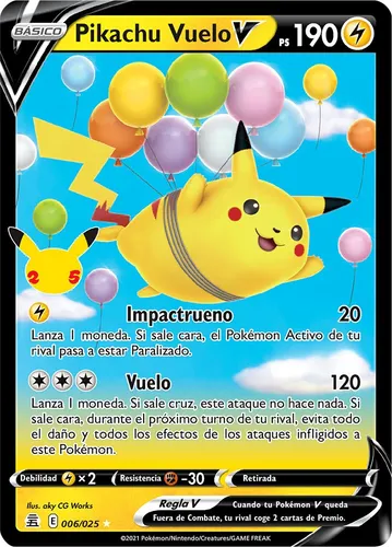 Flying Pikachu V Pokémon Tcg Celebración Carta Original