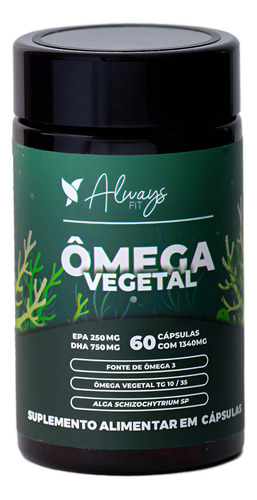 Ômega 3 Algas 750mg Dha 250mg Always Fit - Pote 60 Cápsulas Sabor Sem Sabor