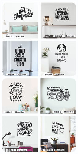 Imagen 9 de 10 de Vinilo Decorativo Frases Pared Vidrio Heladera Espejo Puerta