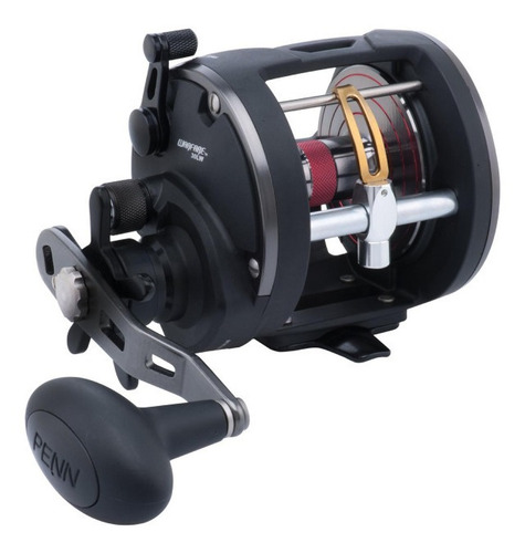 Reel convencional Penn Warfare Level Wind WAR30LW izquierdo color black/red/smoke