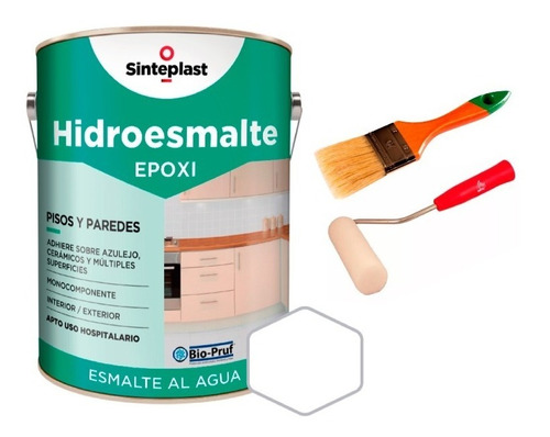 Kit Hidroesmalte Epoxi 4lt + Pincel + Rodillo