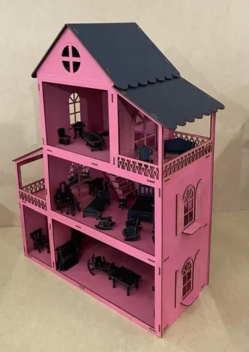 Casa Da Barbie Infantil Rosa 36 Móveis E Brinde