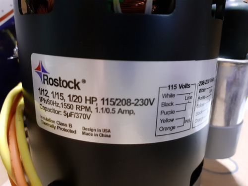 Imagen 3 de 4 de Motor Ventilador 1/12-1/15-1/20 Hp 110/220v 1550rpm Rostock