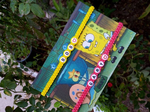 Imagen 2 de 4 de Pulseras Para Amistad Bob Esponja Y Gary Amigos Por Siempre