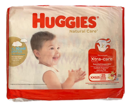 Pañales Huggies Natural Care Talla 5 - Xxg De 25 Unidades