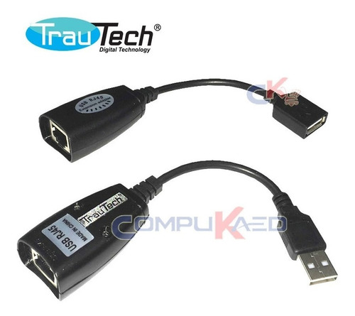 Imagen 1 de 4 de Kit Extension Usb Por Utp Cable De Red Cat 6 Hasta 50 Metros