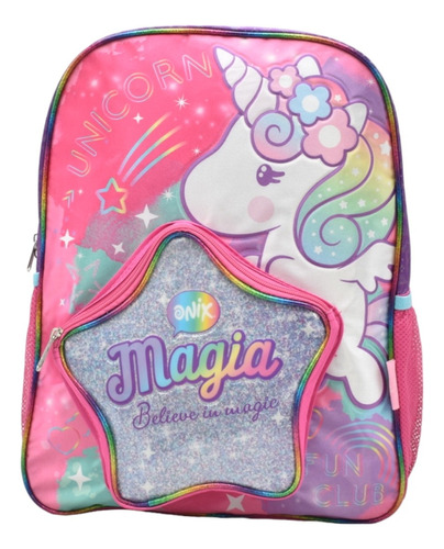 Mochila Unicornio Onix Magia Believe In Magic 163564 Primaria Ruz Color Rosa Diseño De La Tela Estampado Relieve