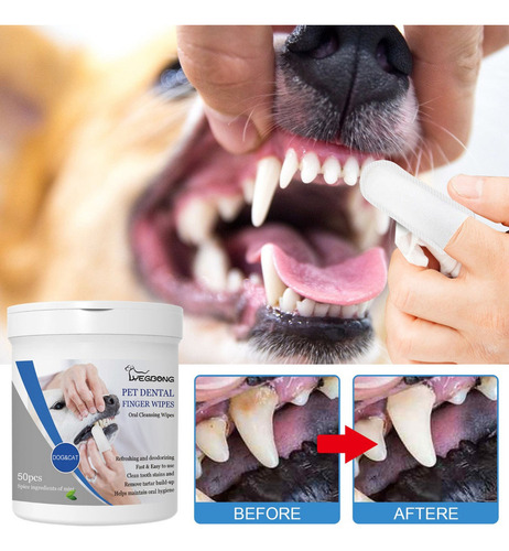 3 Toallitas Húmedas Para Dientes Y Dedos De Mascotas Para Li