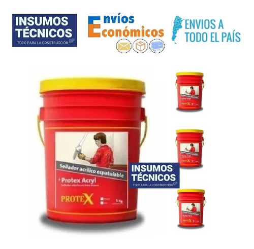 Sellador Juntas Y Fisuras Protex Acryl Gris Balde 20kg