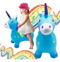 Comprar Montable Caballito Unicornio Inflable Brinca Luz Voz Azul Az