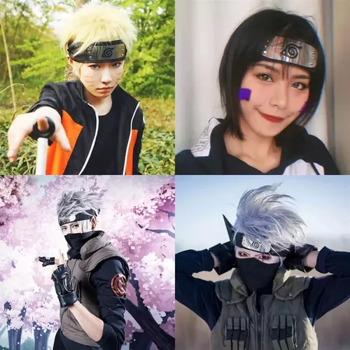 Bandana Preto Naruto Aldeia Vila Oculta da Folha Faixa Ninja Cosplay Anime