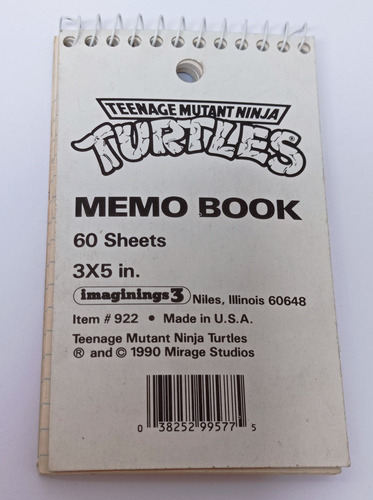 Libreta De Notas Tmnt 1990 Tortugas Ninja 80s 90s Memo Book