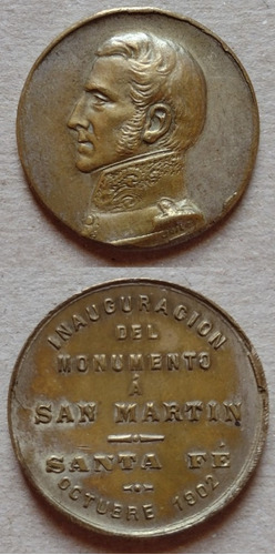 Medalla Gral. San Martin Provincia De Santa Fe Año 1902