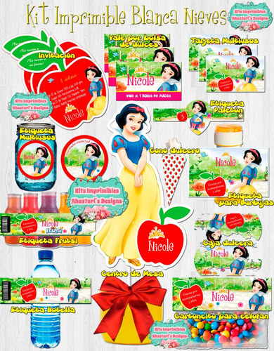 Kit Imprimible Editable Blanca Nieves - Snow White